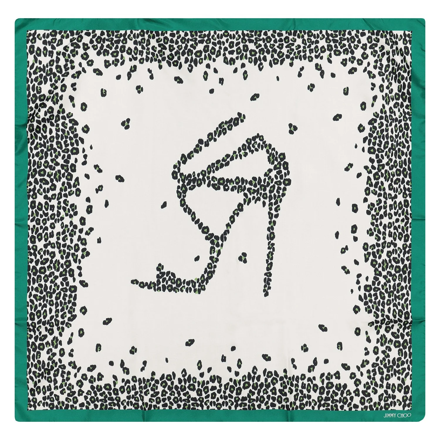 Jimmy Choo Green Silk Foulard Scarf - Image 3