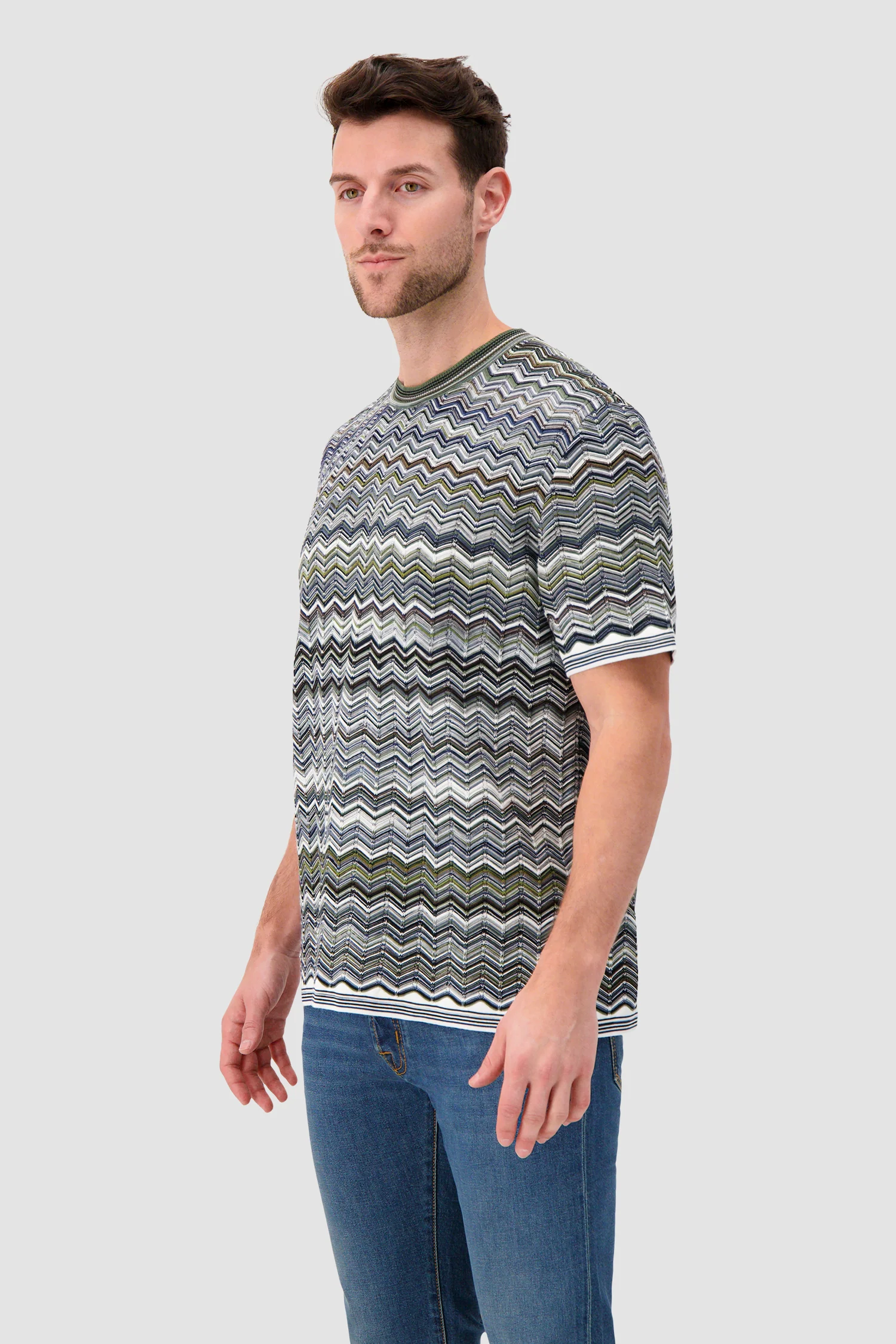 Missoni Cotton knit T-shirt with chevron pattern - Image 4