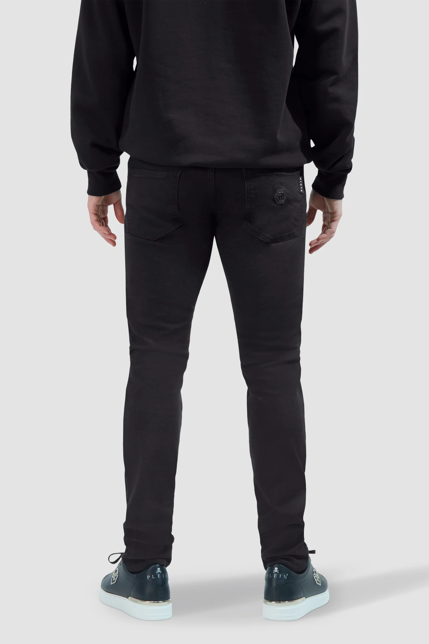 Philipp Plein Black Denim Super Straight Cut Trousers - Image 4