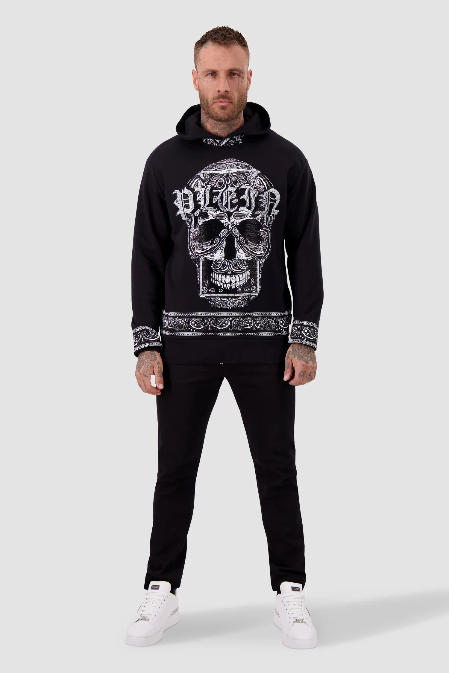 Philipp Plein Black Paisley Strass Hoodie - Image 3
