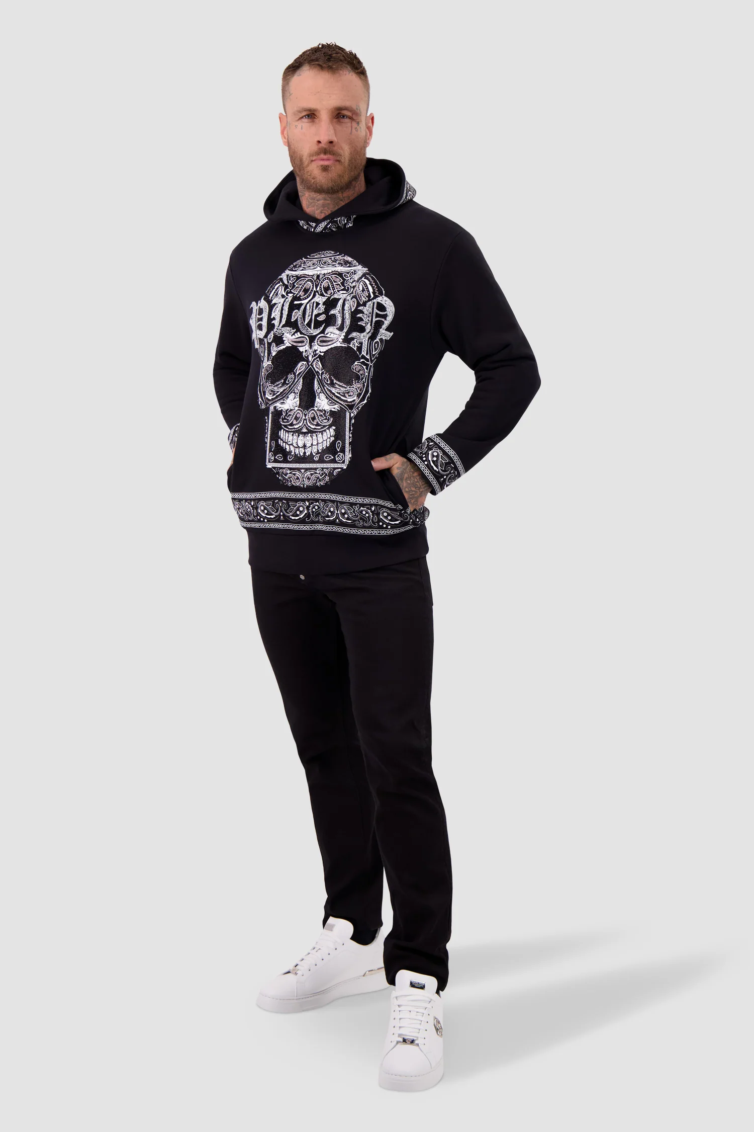 Philipp Plein Black Paisley Strass Hoodie - Image 4