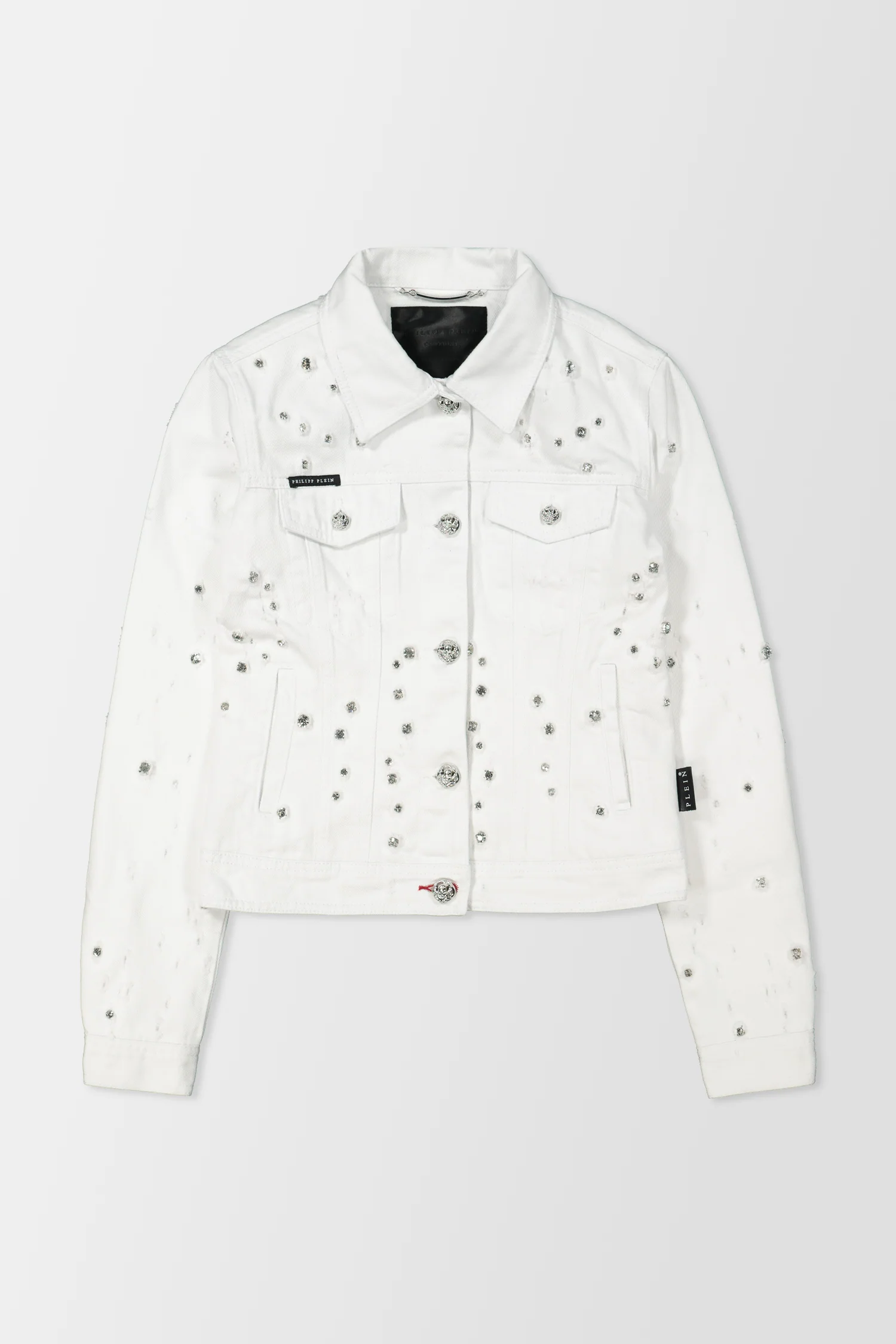 Philipp Plein White Denim Crystal Jacket - Image 4
