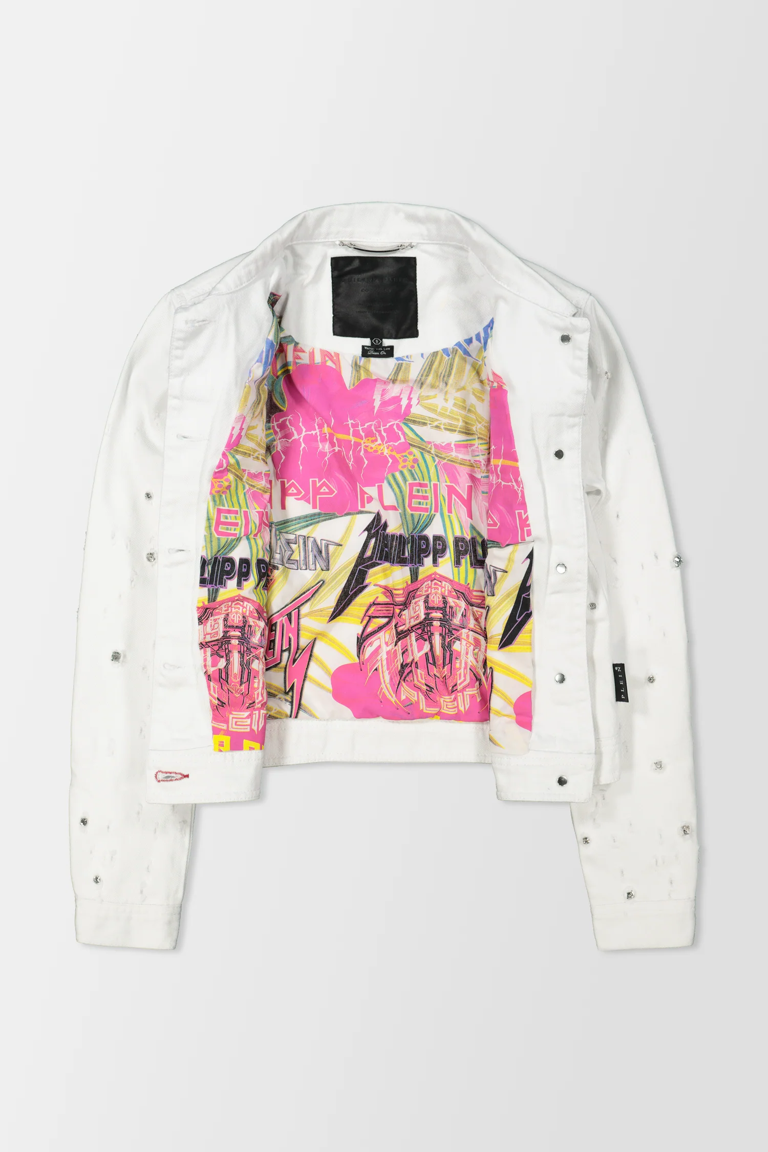 Philipp Plein White Denim Crystal Jacket - Image 5