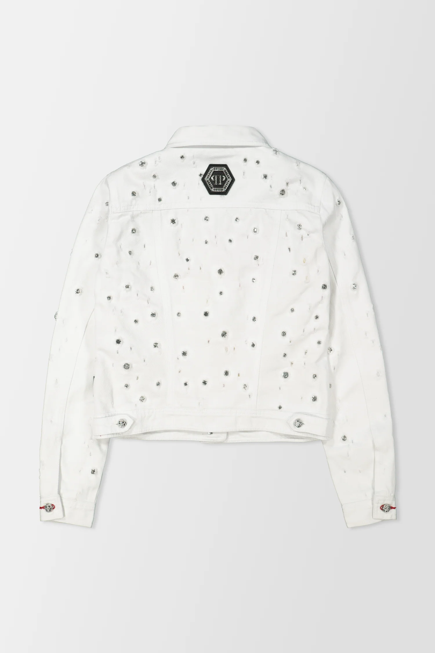 Philipp Plein White Denim Crystal Jacket - Image 6