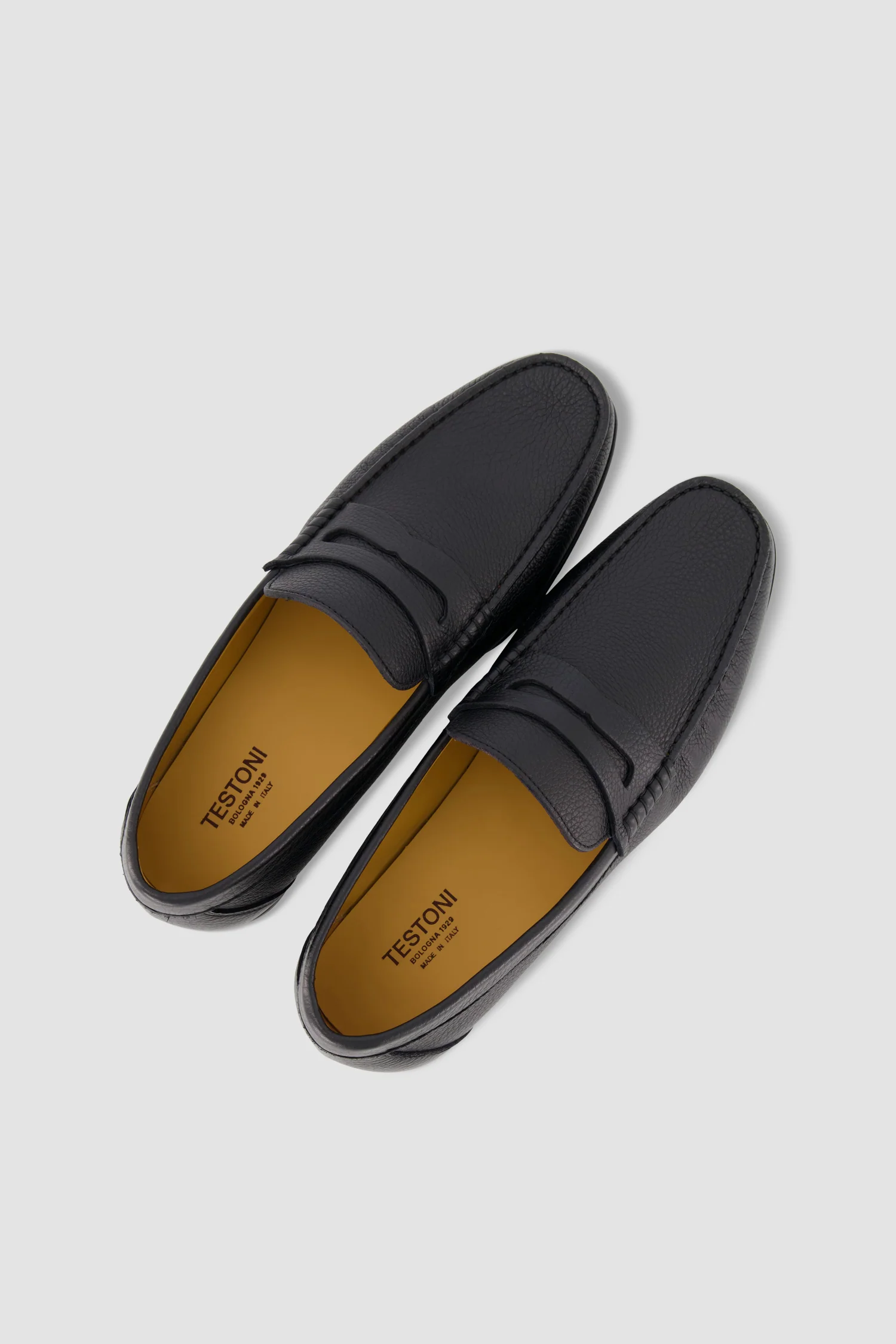 Testoni Black Hemp Grain Calf Gargano Moccasins - Image 3