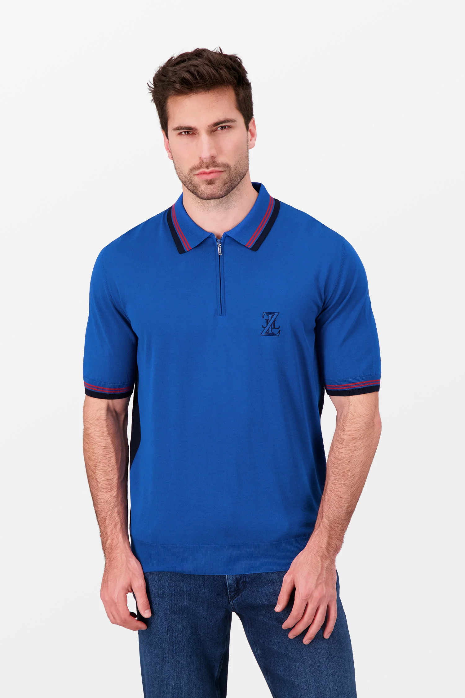 Zilli Blue Zip Polo - Image 2